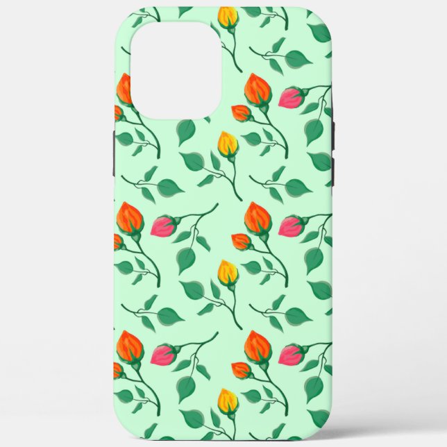 Floral pattern with coloured rose flowers Case-Mate iPhone case (Back)
