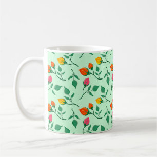 Floral pattern with coloured rose flowers coffee mug