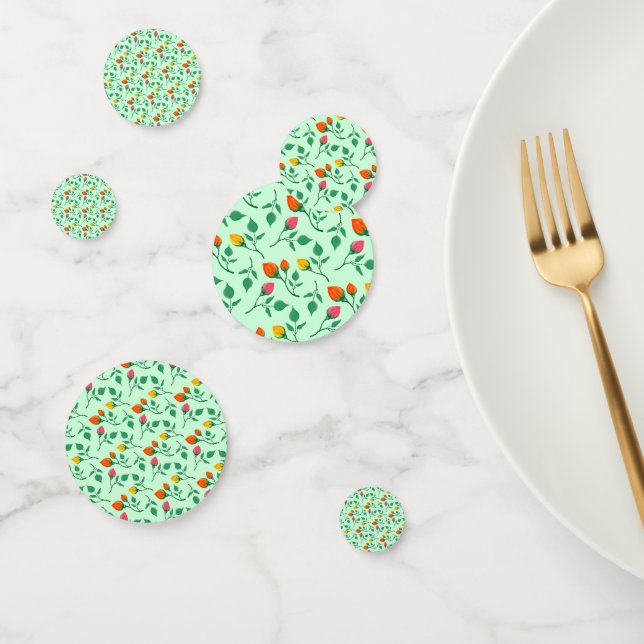 Floral pattern with coloured rose flowers  confetti (Group)