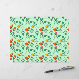 Floral pattern with coloured rose flowers custom letterhead