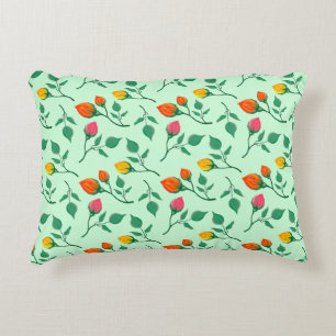 Floral pattern with coloured rose flowers decorative cushion