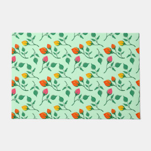 Floral pattern with coloured rose flowers  doormat