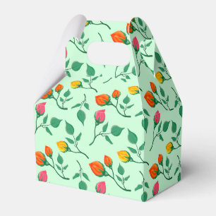 Floral pattern with coloured rose flowers favour box