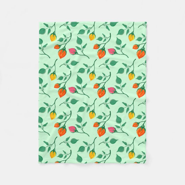 Floral pattern with coloured rose flowers  fleece blanket (Front)