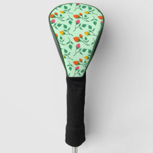Floral pattern with coloured rose flowers golf head cover