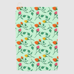 Floral pattern with coloured rose flowers golf towel