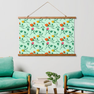 Floral pattern with coloured rose flowers  hanging tapestry