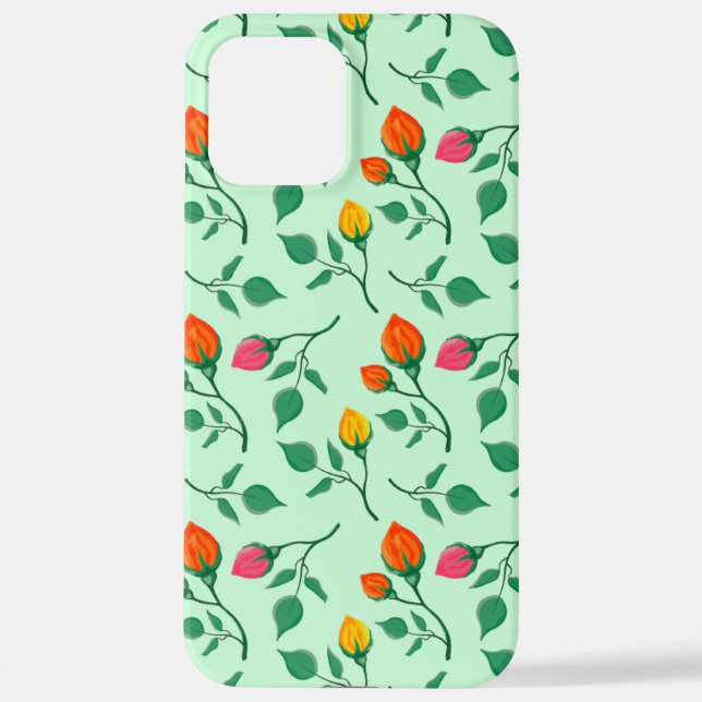 Floral pattern with coloured rose flowers  iPhone case (Back)