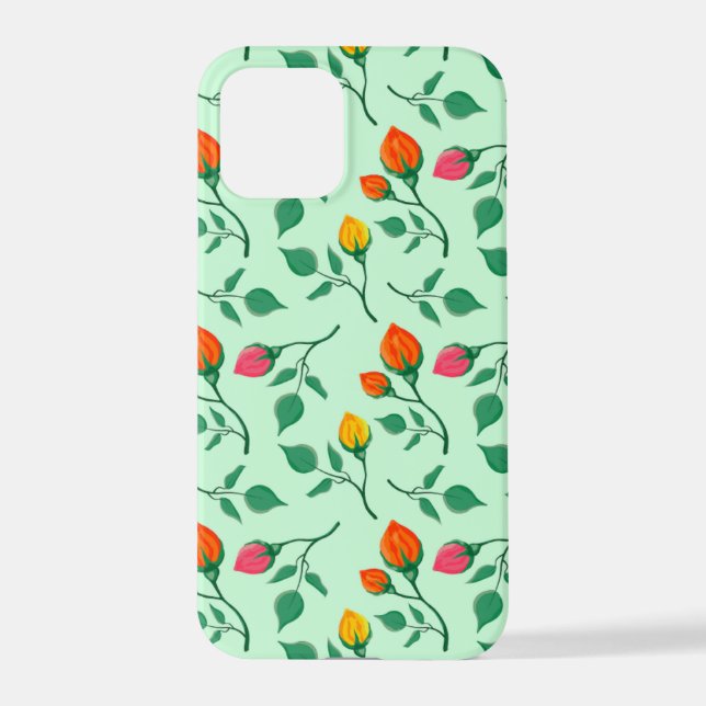 Floral pattern with coloured rose flowers   iPhone case (Back)