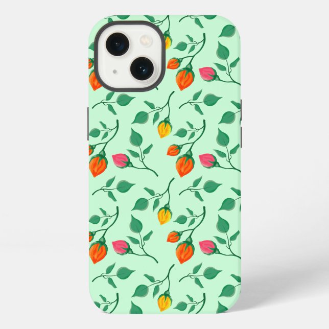 Floral pattern with coloured rose flowers  iPhone case (Back)