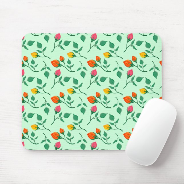 Floral pattern with coloured rose flowers  mouse pad (With Mouse)