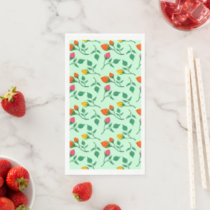 Floral pattern with coloured rose flowers napkin