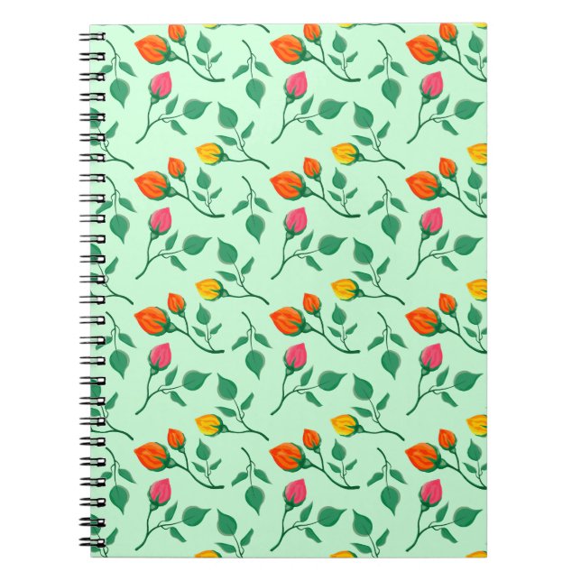 Floral pattern with coloured rose flowers   notebook (Front)