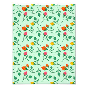 Floral pattern with coloured rose flowers  photo print
