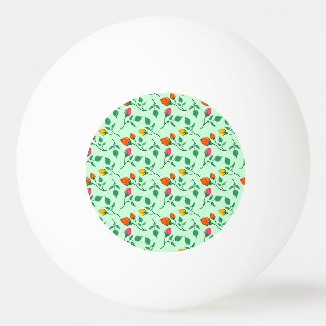 Floral pattern with coloured rose flowers  ping pong ball (Front)