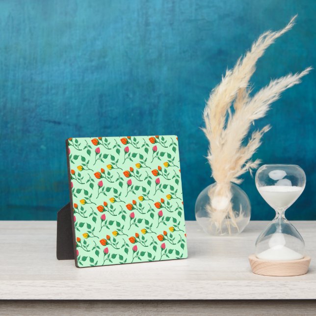 Floral pattern with coloured rose flowers   plaque (Insitu)