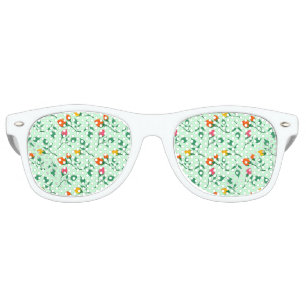 Floral pattern with coloured rose flowers  retro sunglasses
