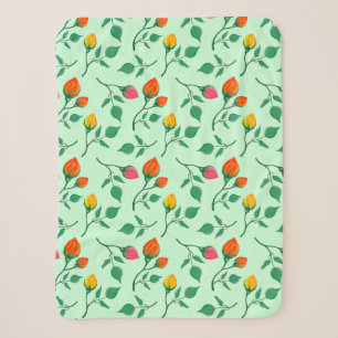 Floral pattern with coloured rose flowers sherpa blanket