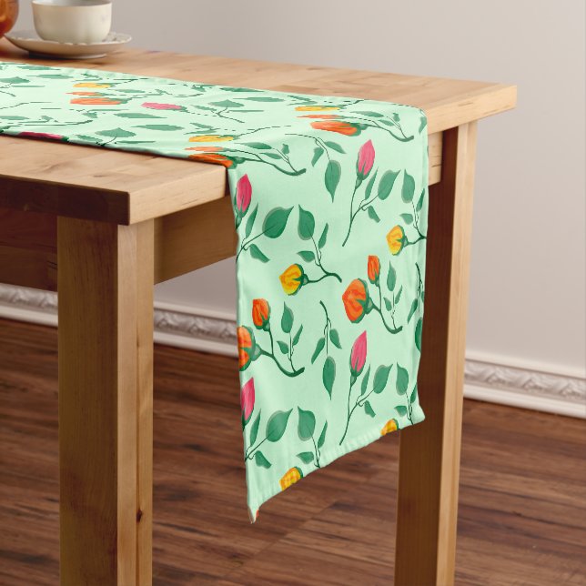 Floral pattern with coloured rose flowers  short table runner (In Situ)