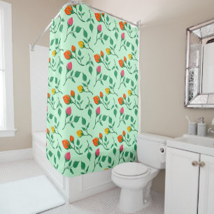 Floral pattern with coloured rose flowers shower curtain