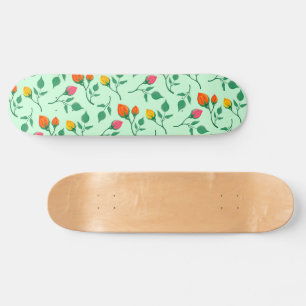 Floral pattern with coloured rose flowers  skateboard