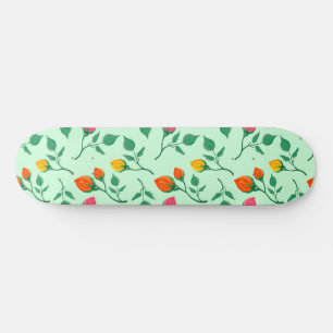Floral pattern with coloured rose flowers skateboard