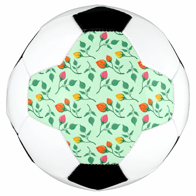 Floral pattern with coloured rose flowers  soccer ball (Front)