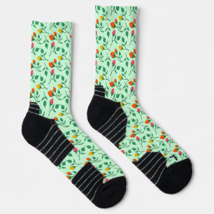Floral pattern with coloured rose flowers  socks