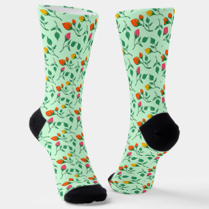 Floral pattern with coloured rose flowers  socks