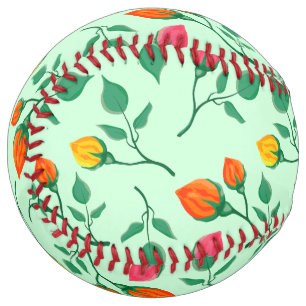 Floral pattern with coloured rose flowers  softball