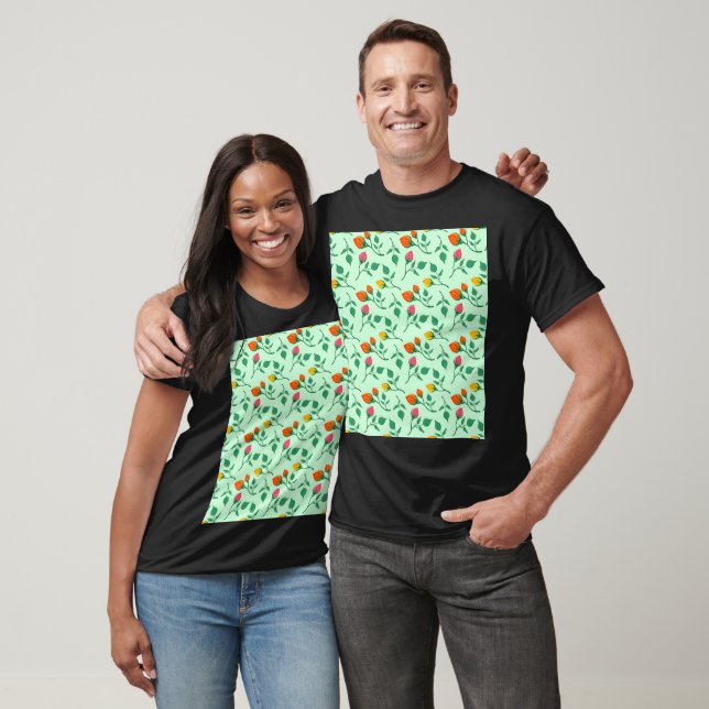 Floral pattern with coloured rose flowers T-Shirt (Unisex)