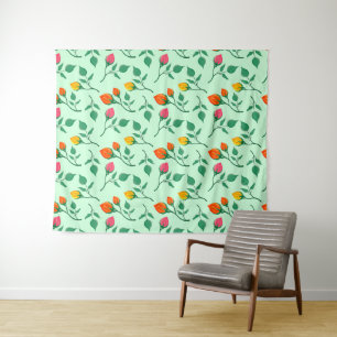 Floral pattern with coloured rose flowers tapestry