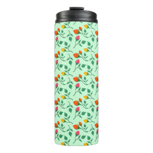 Floral pattern with coloured rose flowers thermal tumbler