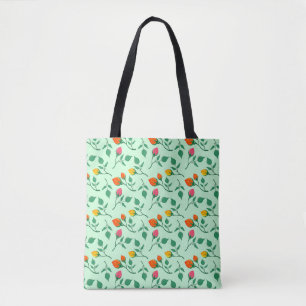 Floral pattern with coloured rose flowers   tote bag