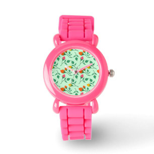 Floral pattern with coloured rose flowers watch