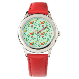 Floral pattern with coloured rose flowers watch