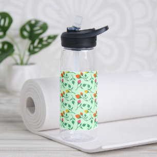 Floral pattern with coloured rose flowers water bottle
