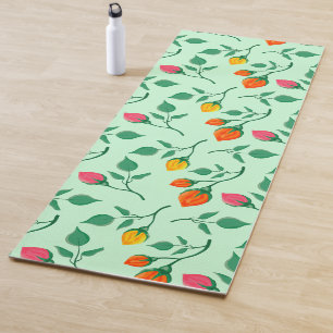 Floral pattern with coloured rose flowers yoga mat