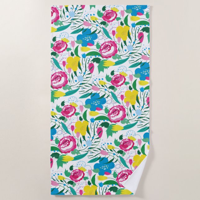 Floral pattern with colourful bouquet. beach towel (Front)