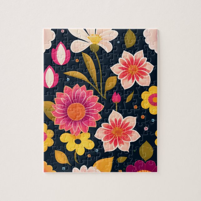 Floral Pattern With Colourful Flowers Jigsaw Puzzle (Vertical)