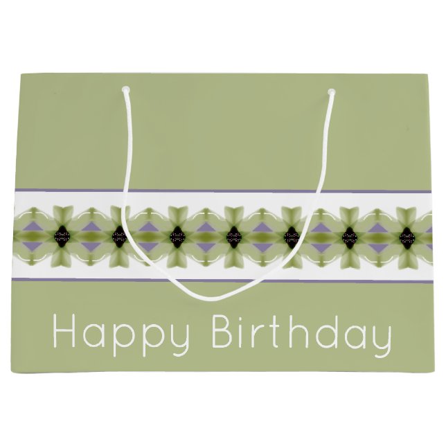 Floral Pattern With Green  Large Gift Bag (Front)