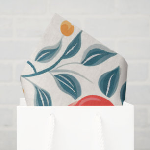 Floral pattern with large red and blue flowers tissue paper