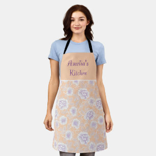 Floral Pattern with Peach and Lavender Colors Apron