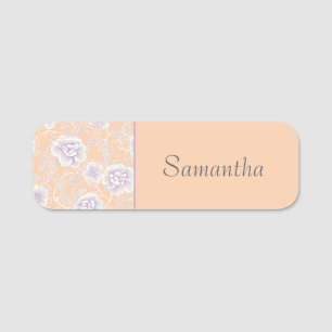 Floral Pattern with Peach and Lavender Colors Name Tag