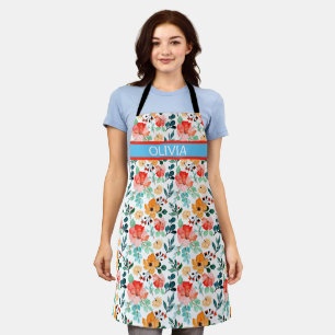 Floral Pattern with Personalise name Apron