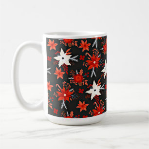 Floral Pattern with Red White Flowers-11438 Coffee Mug