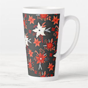 Floral Pattern with Red White Flowers-11438 Latte Mug