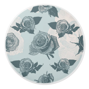 Floral pattern with rose ceramic knob