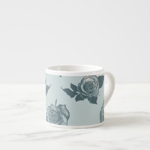 Floral pattern with rose espresso cup