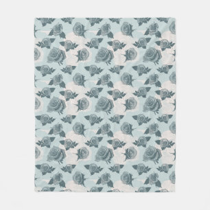 Floral pattern with rose fleece blanket